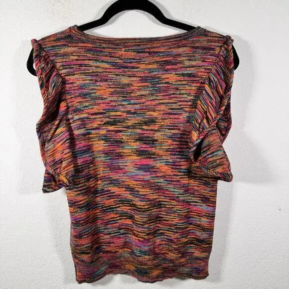 Anthropologie Sweater Womens Multi Stripe Sleeveless Ruffle Boho Size XS - Picture 2 of 6